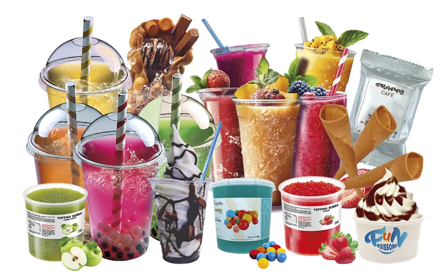 Smoothies, frappés, bubble tea, coulis et toppings