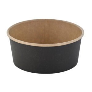 bol salade rond carton kraft noir premium couvercle transparent