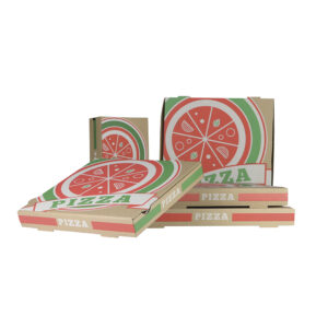 emb0128 32 boite pizza en carton kraft brun avec impression 3 couleurs
